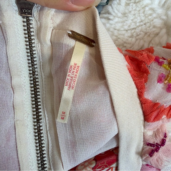 Free People Jewel Embellished Beaded Colorful T Shirt Mini Dress M - Picture 13 of 13